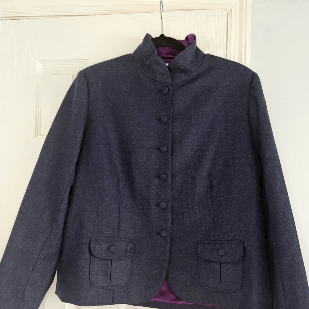 Teresa Crowninshield Midnight Blue Blazer with Violet Interior - Picture 3 of 13